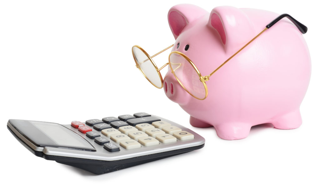 Piggybank and calculator